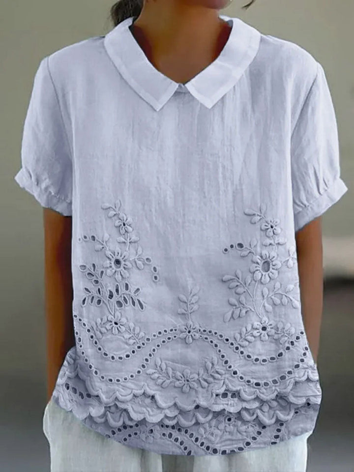 Holly | Elegant Floral Embroidered Shirt