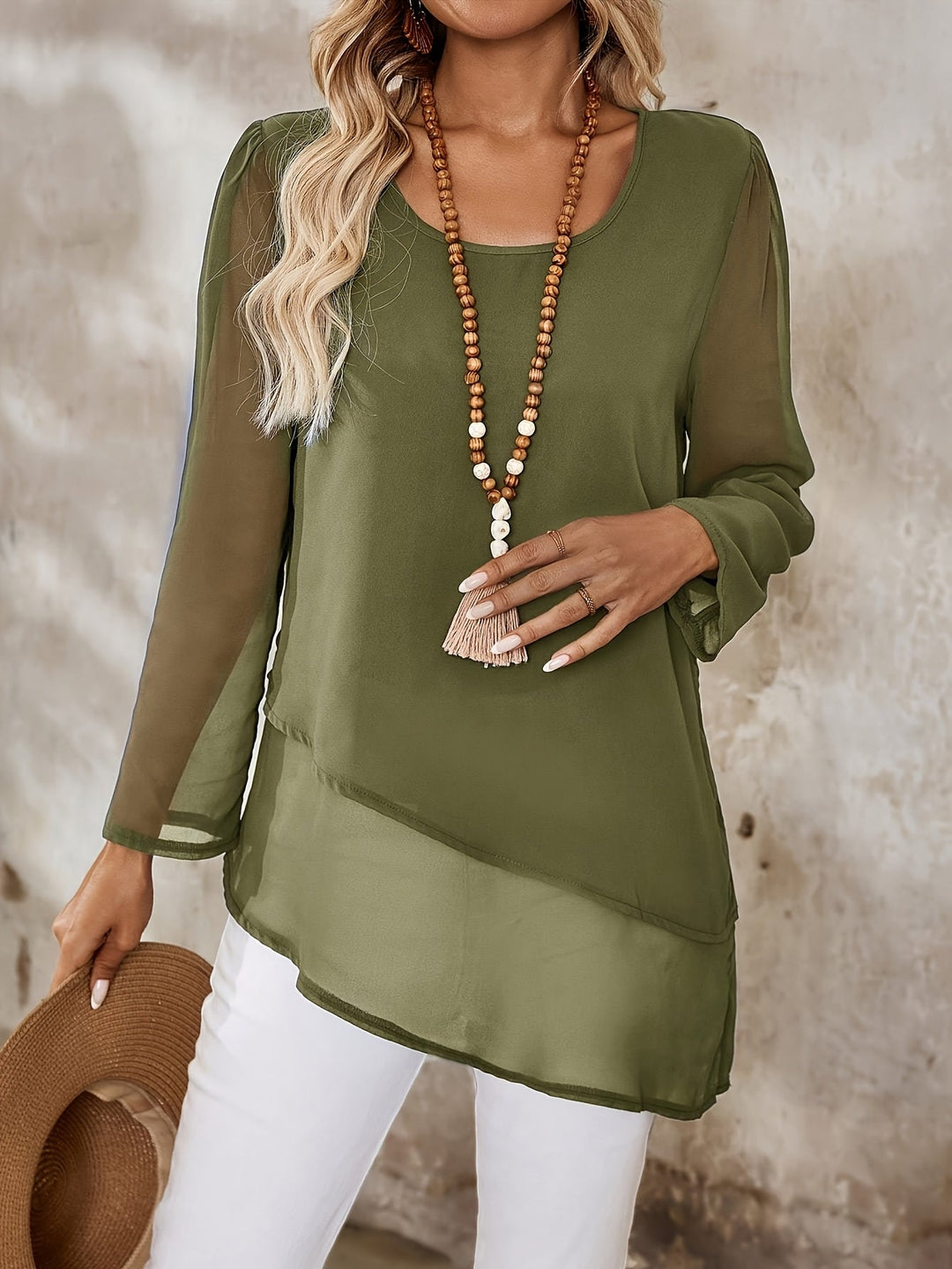 Hazel | Layered Irregular-Hem Blouse