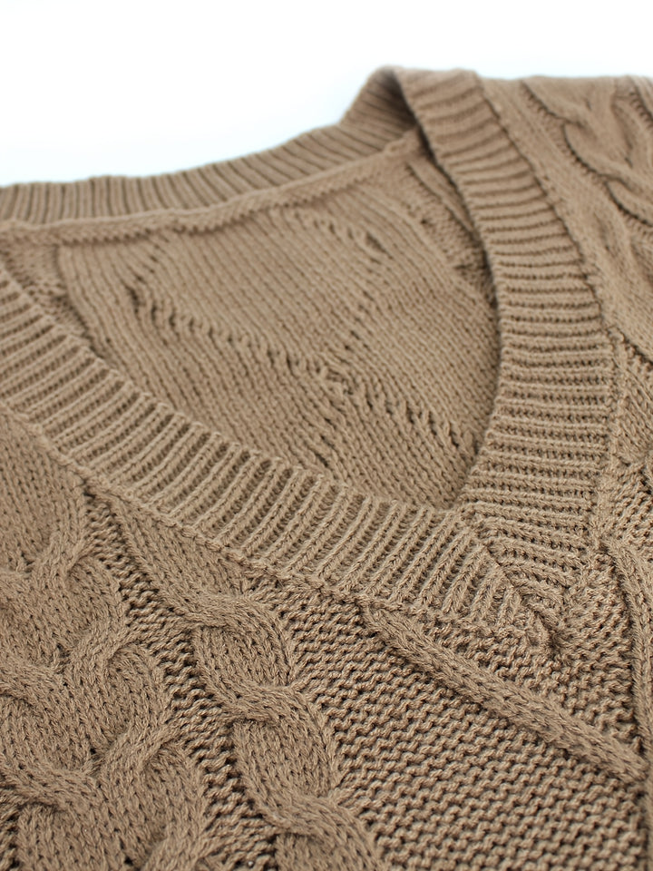 Ramona | Cable-Knit V-Neck Sweater Vest