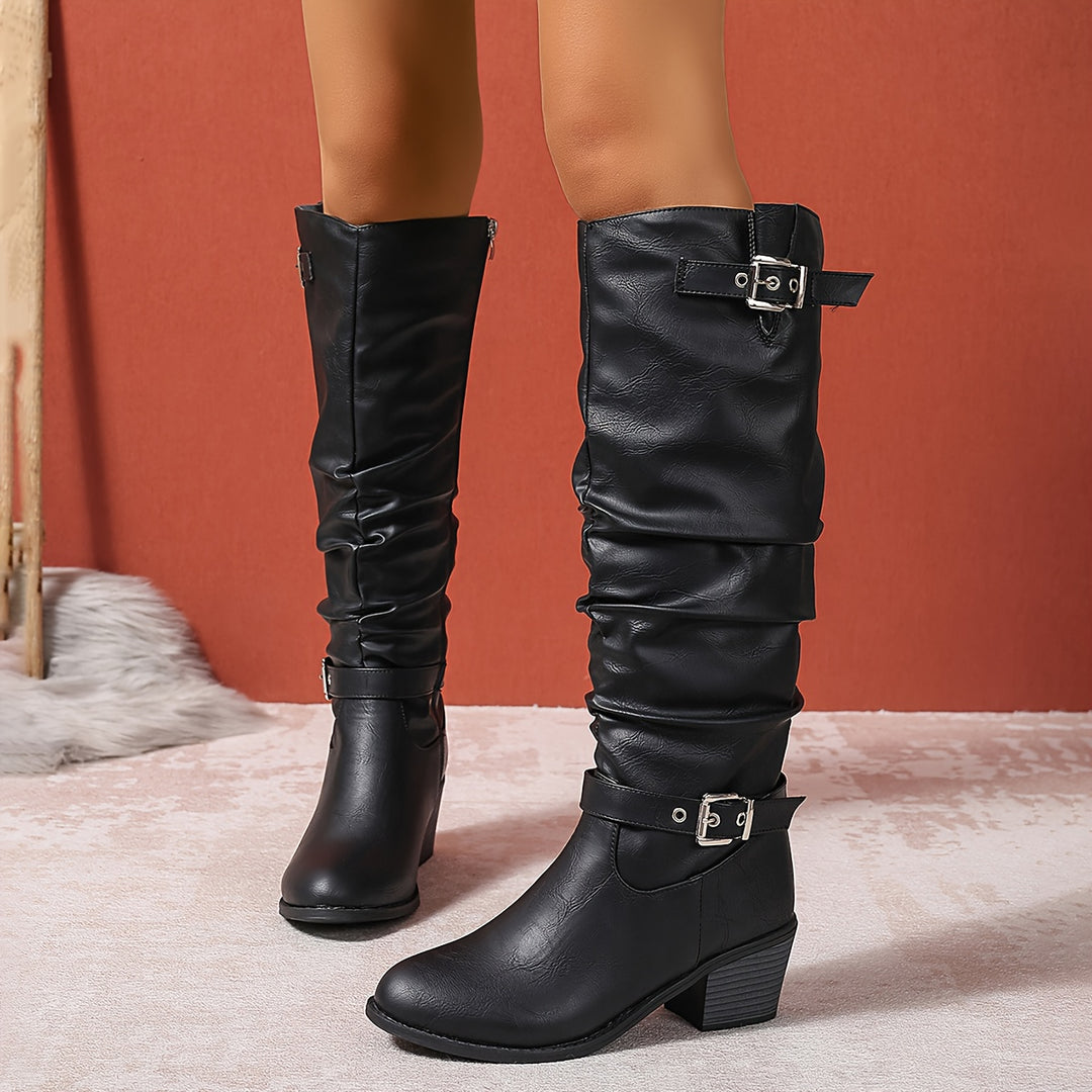Harper | Slouchy Buckle Tall Boots
