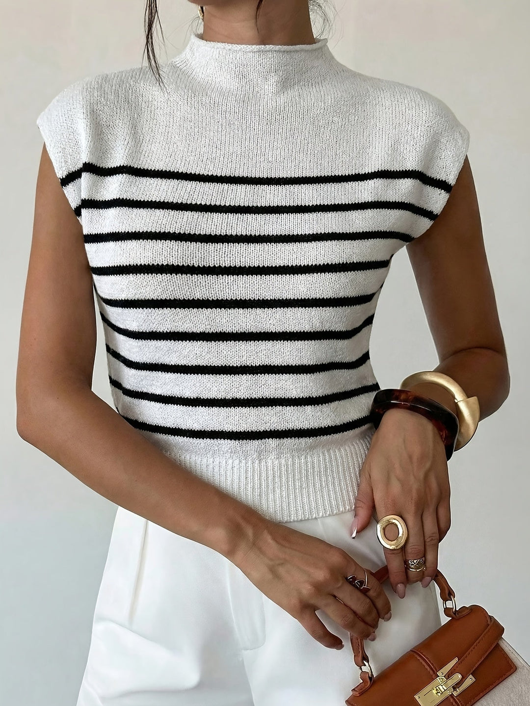 Odessa | Striped Mock-Neck Sweater Vest