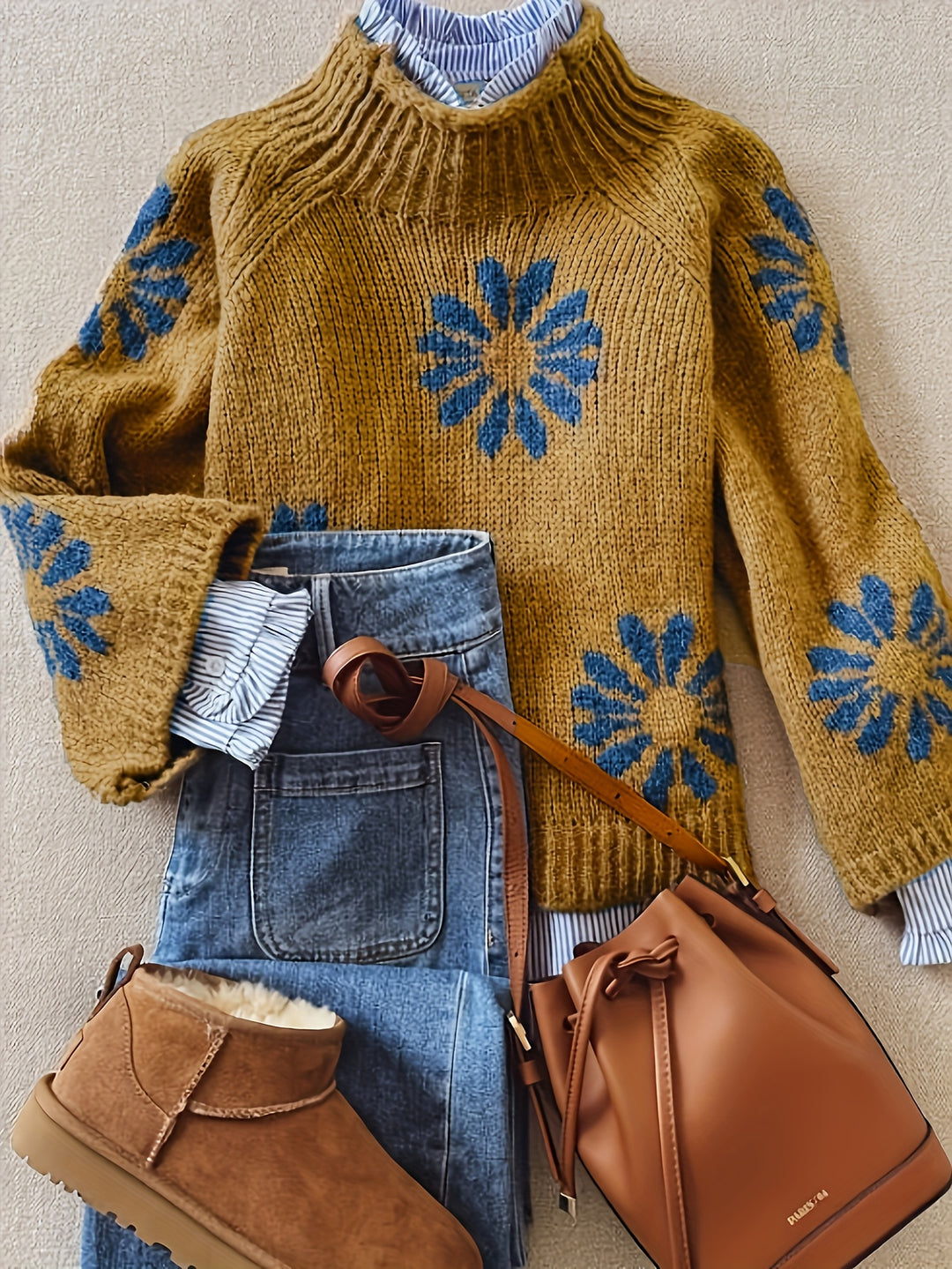 Winifred | Floral Bloom High-Neck Sweater