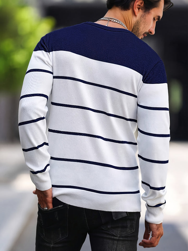 Declan | Colour-Block Striped Crew Neck Sweater