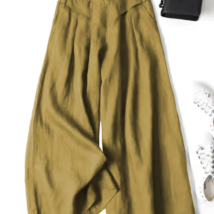 Linen Wide-Leg Ankle Pants