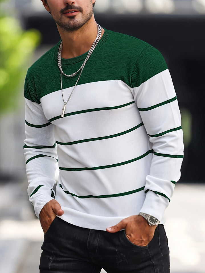Declan | Colour-Block Striped Crew Neck Sweater