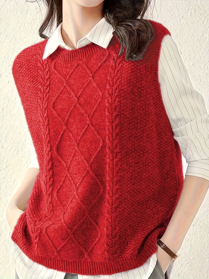 Tabitha | Cable-Knit Sleeveless Sweater Vest