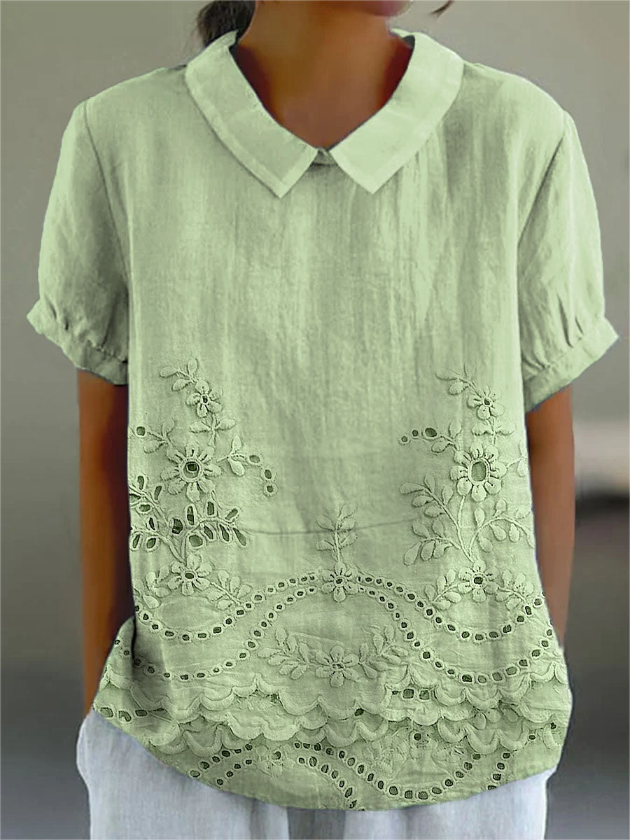 Holly | Elegant Floral Embroidered Shirt