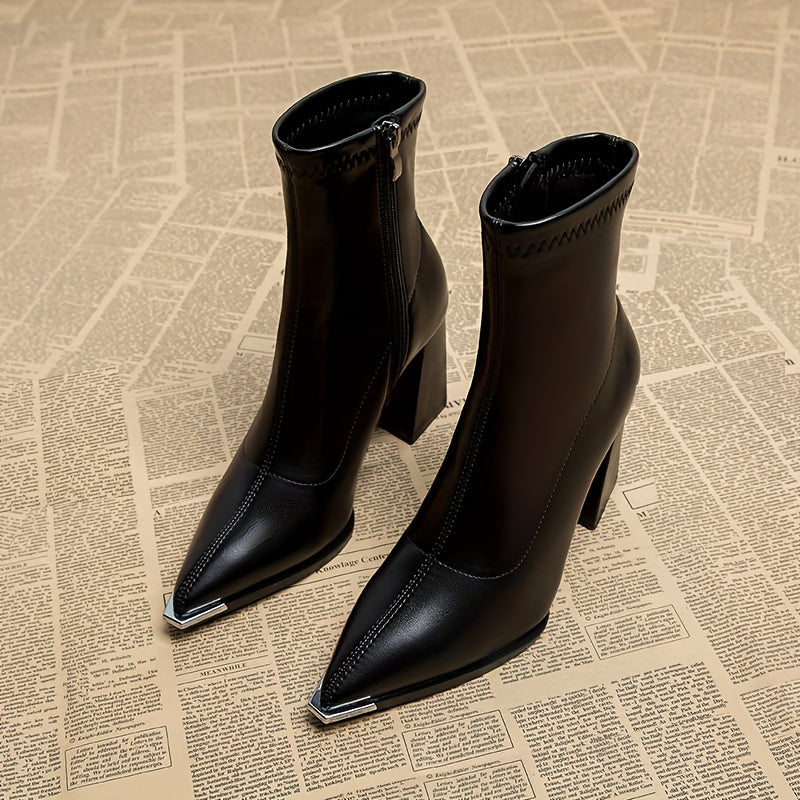 Bronwyn | Pointed-Toe Chunky Heel Ankle Boots