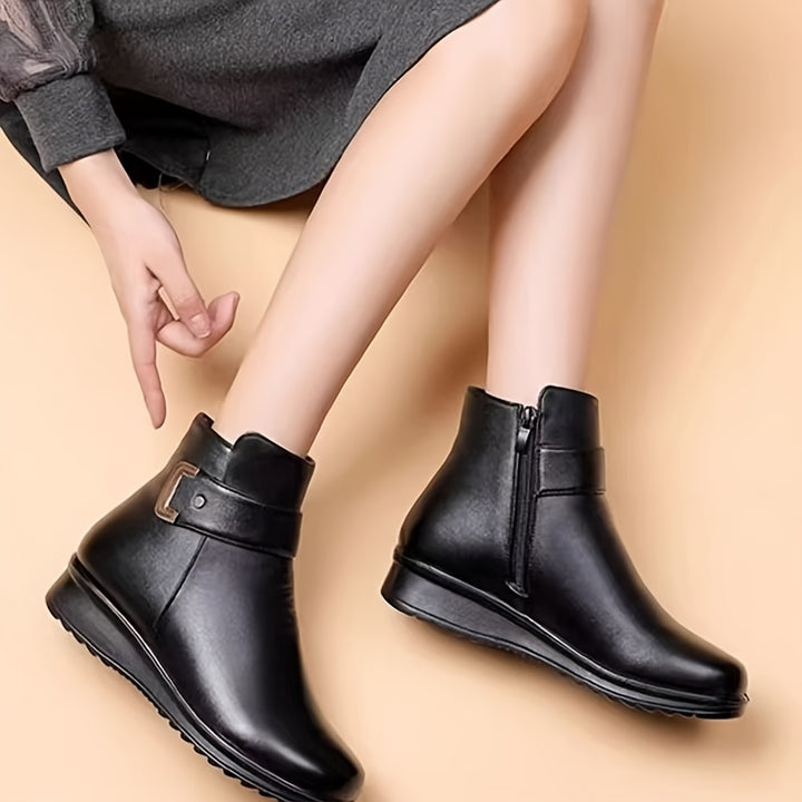 Lucille | Cozy Buckle Ankle Boots