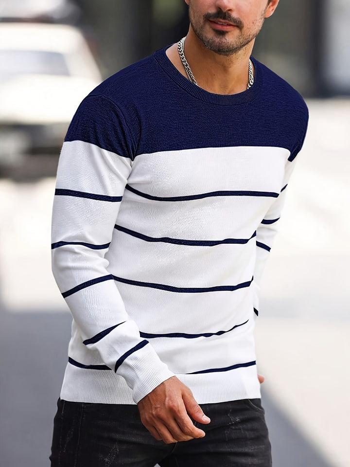Declan | Colour-Block Striped Crew Neck Sweater