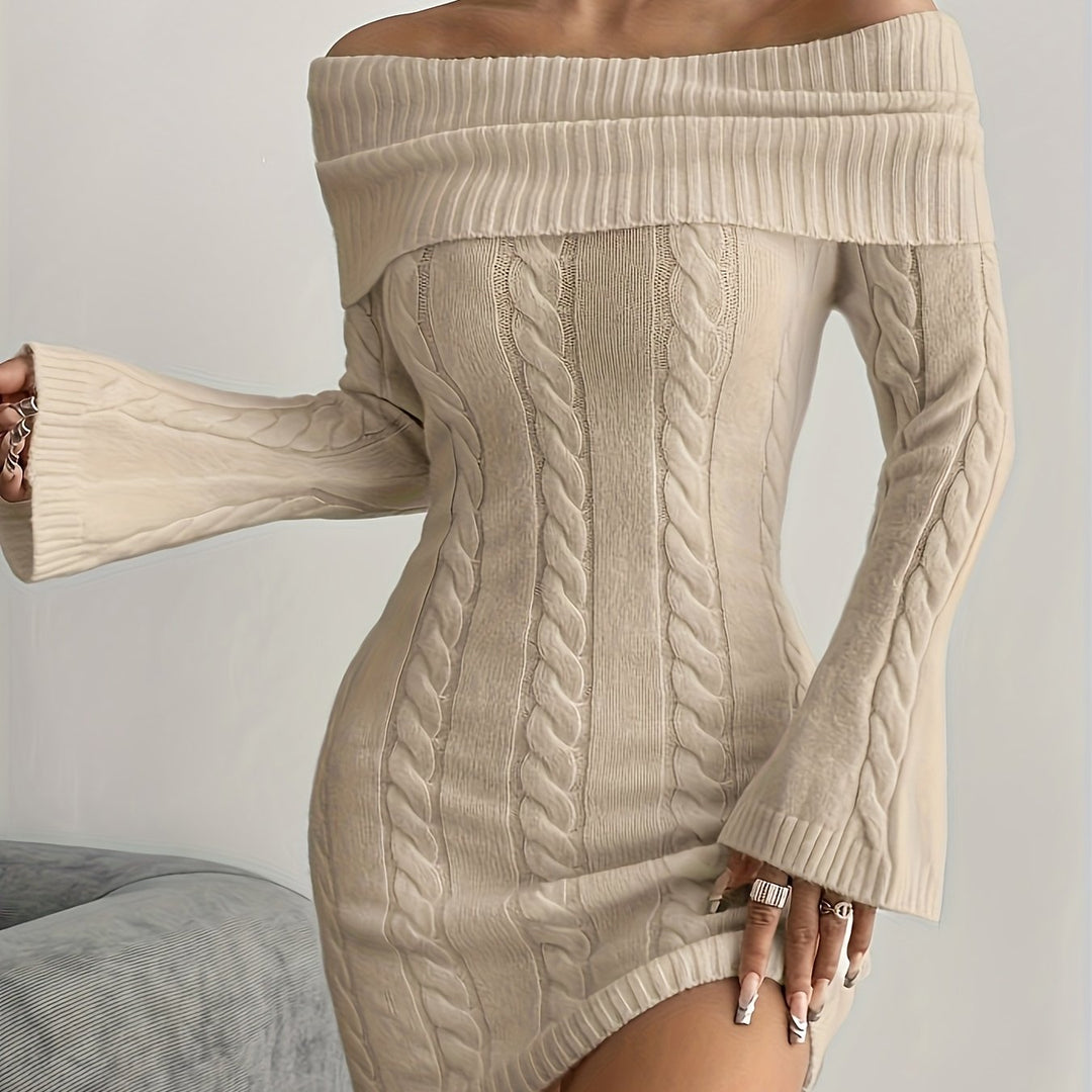 Marigold | Off-Shoulder Cable-Knit Dress