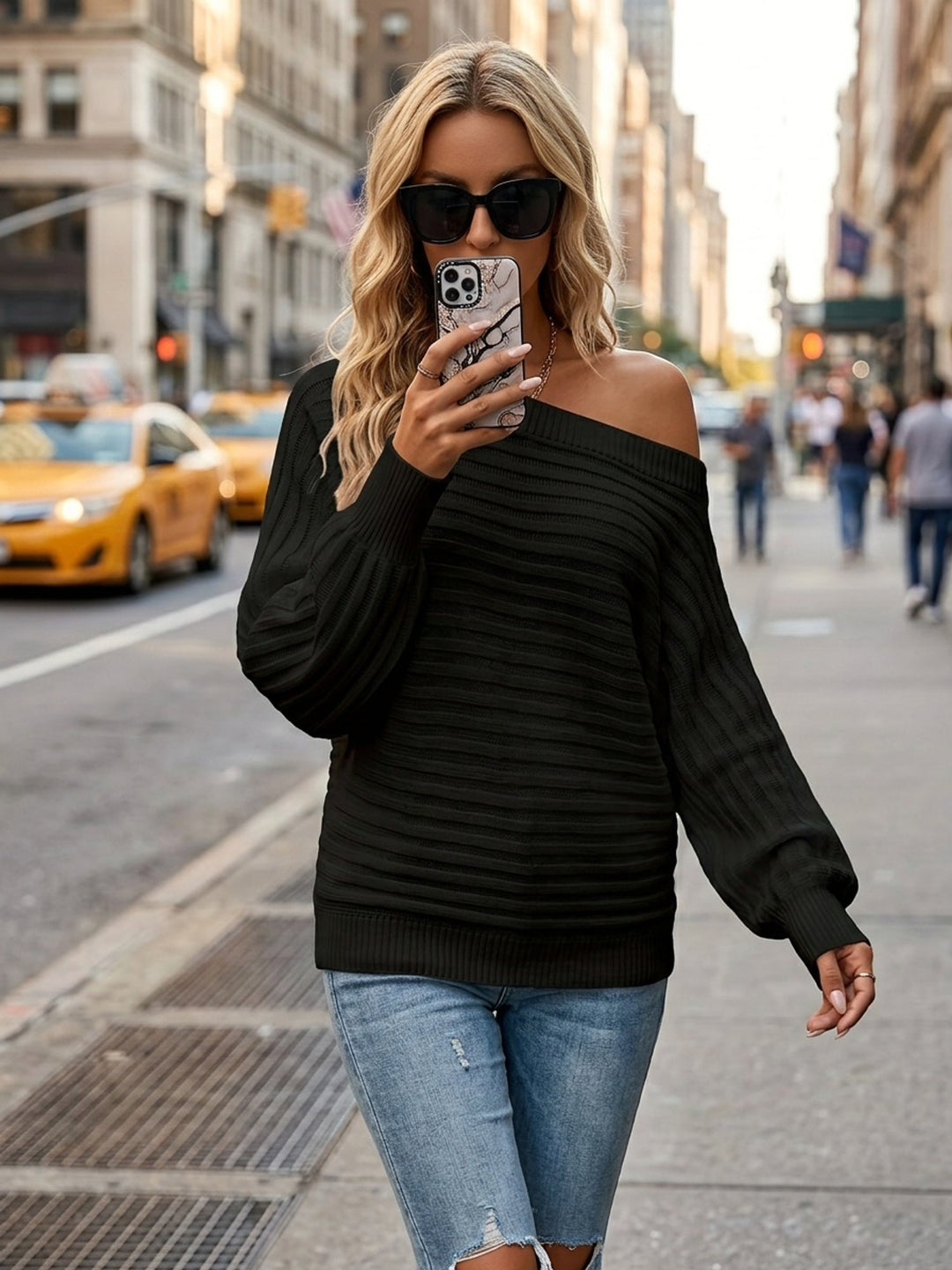 Marion | Off-Shoulder Ribbed Sweater