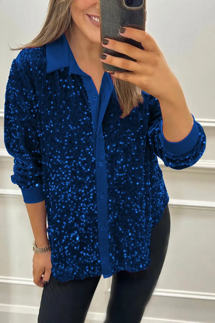 Claudine | Elegant Shimmer Collared Shirt