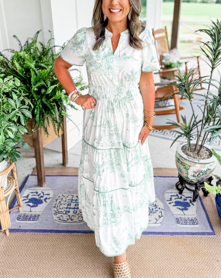 Eliza | Classic Toile Maxi Dress