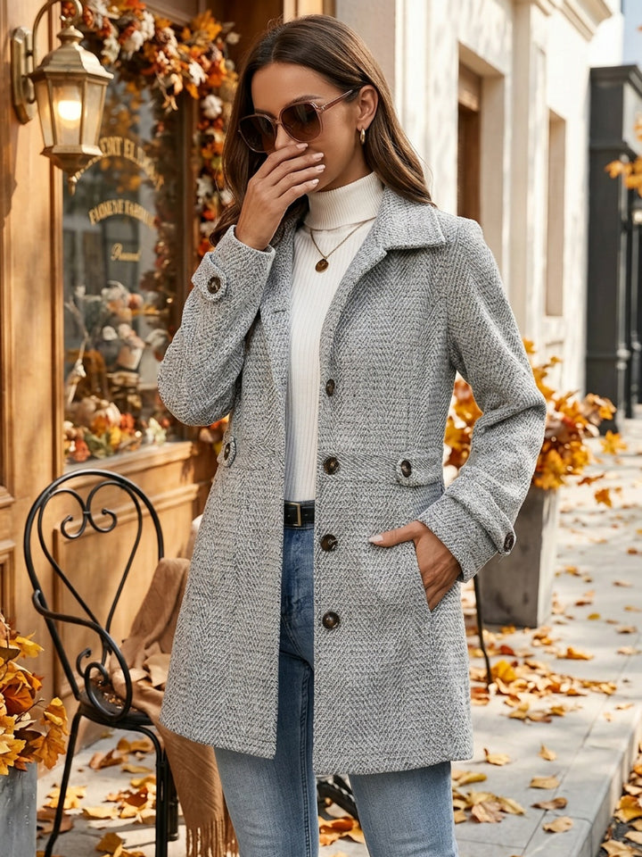 Camille | Waist-Defining Herringbone Coat