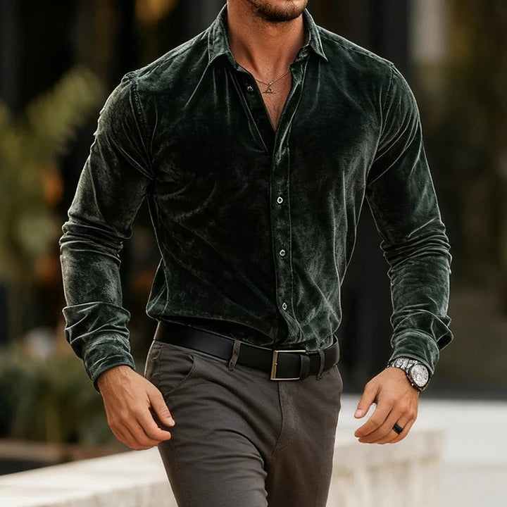 Dorian | Classic Long Sleeve Velvet Shirt