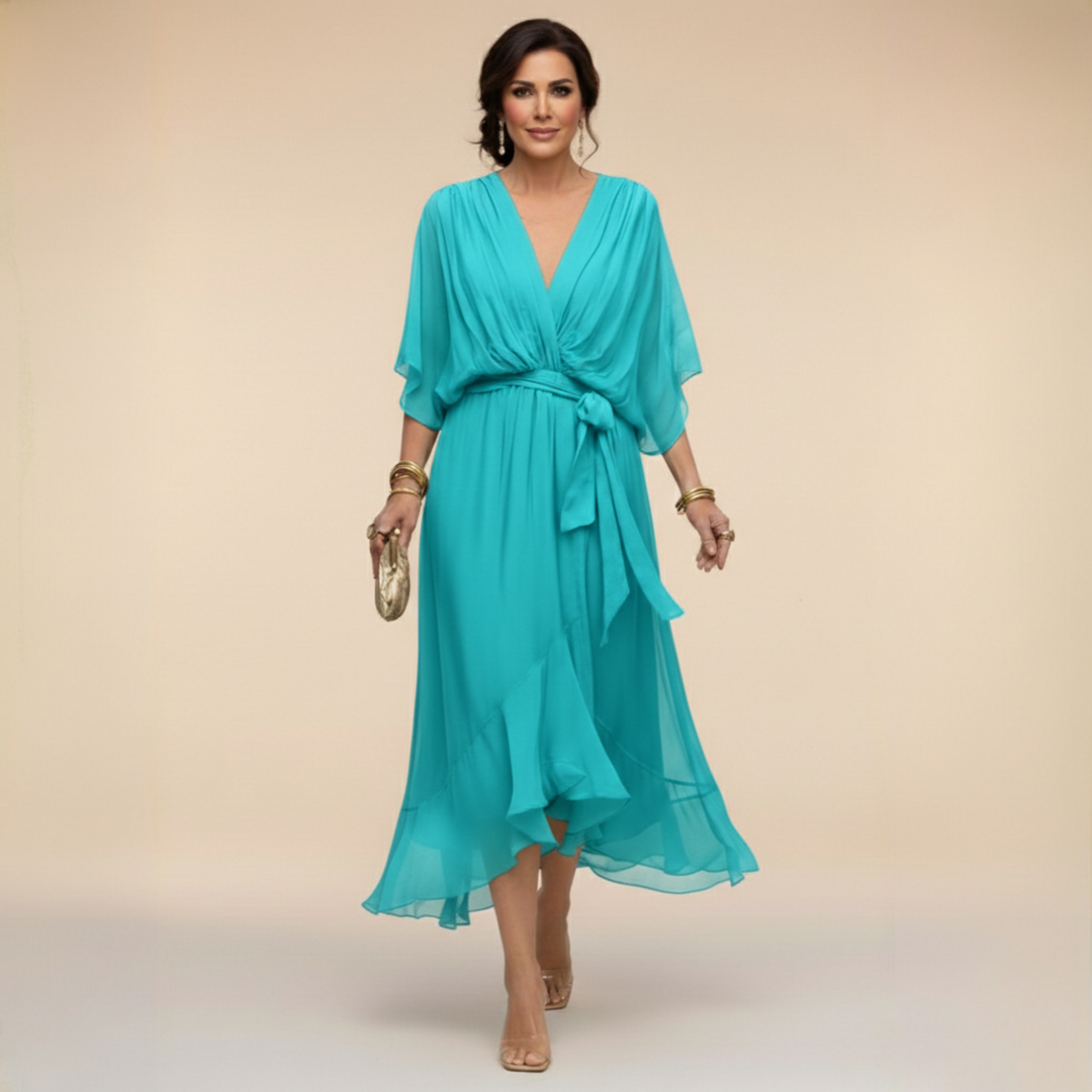 Zinnia | Stylish Chiffon V-Neck Dress