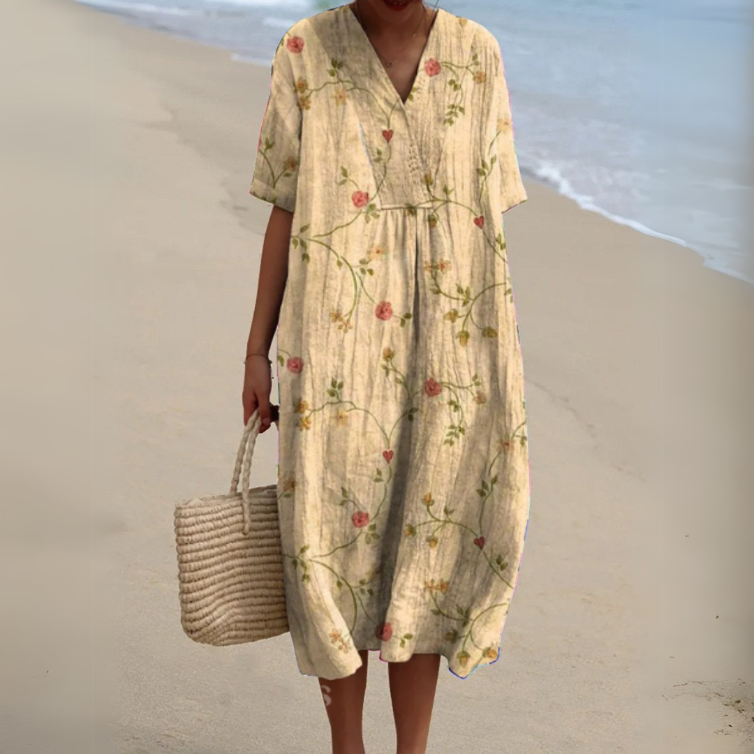 Stella | Elegant Floral V-Neck Dress