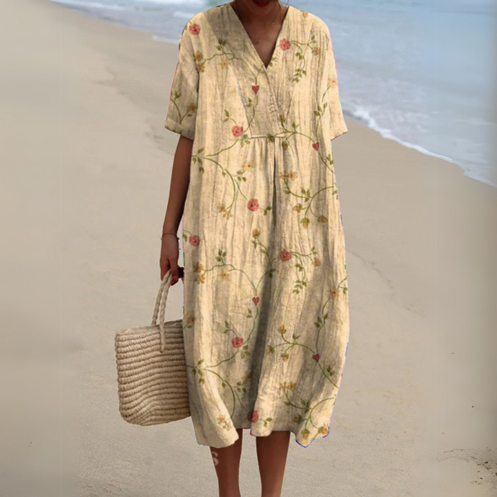 Stella | Elegant Floral V-Neck Dress