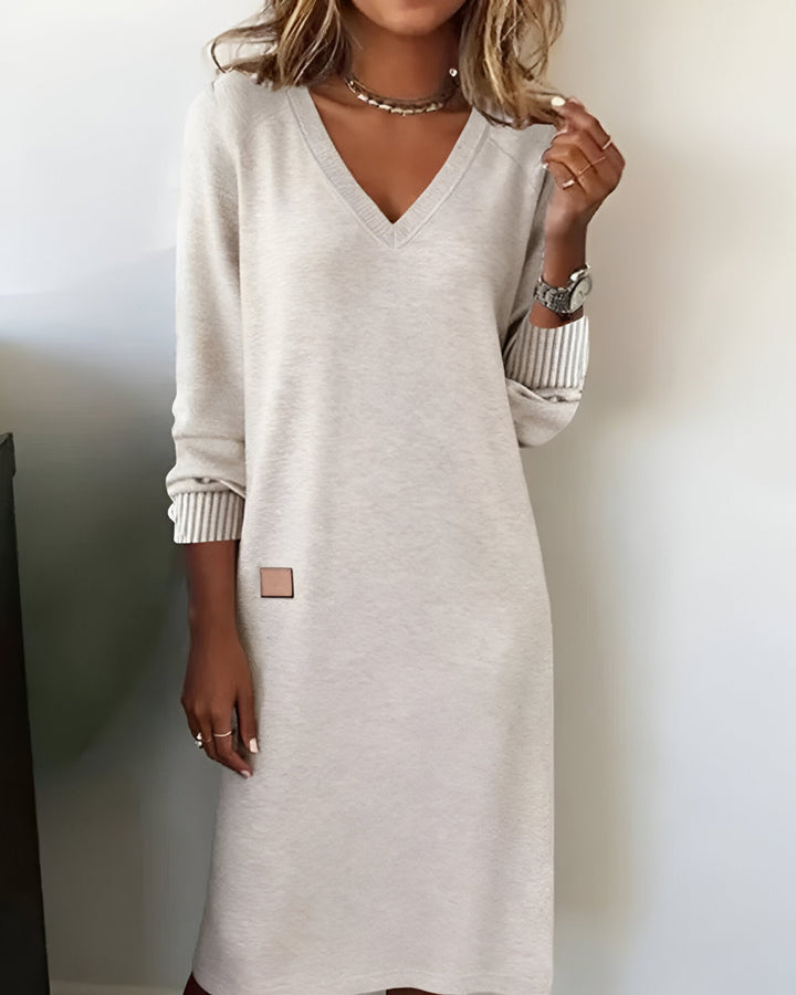 Stella | Stylish Long Sleeve V-neck Dress