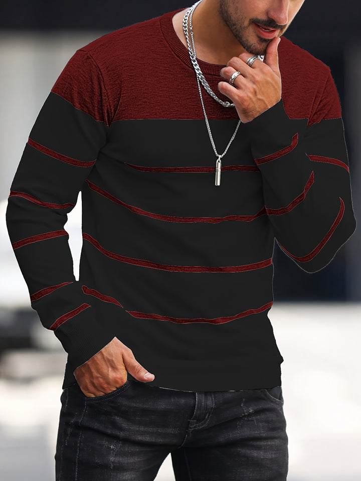 Declan | Colour-Block Striped Crew Neck Sweater