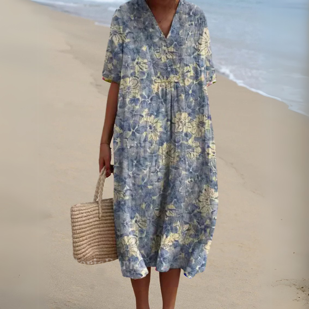 Stella | Elegant Floral V-Neck Dress