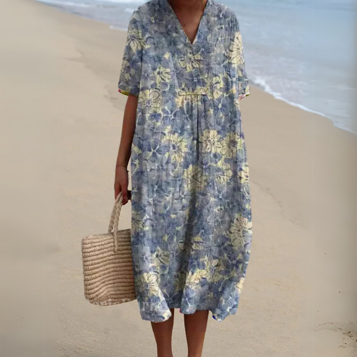 Stella | Elegant Floral V-Neck Dress