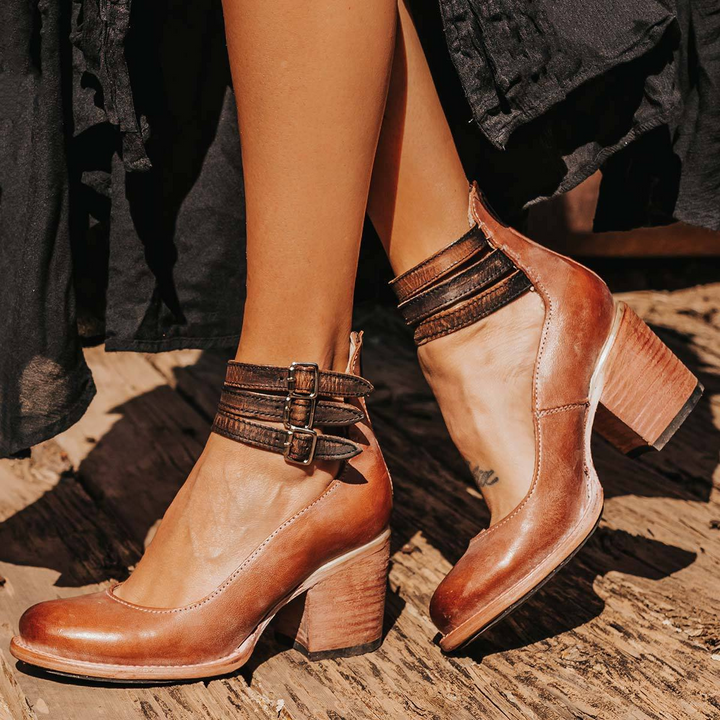 Victoria | Vintage Buckle Heel Ankle Boots
