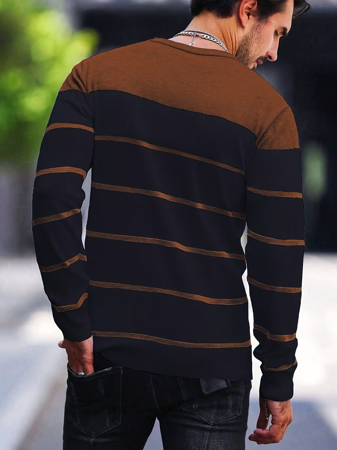 Declan | Colour-Block Striped Crew Neck Sweater