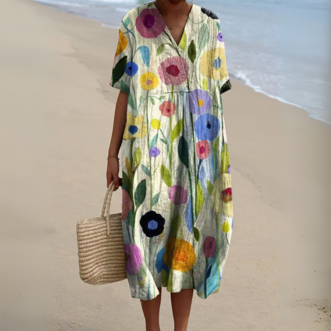 Stella | Elegant Floral V-Neck Dress