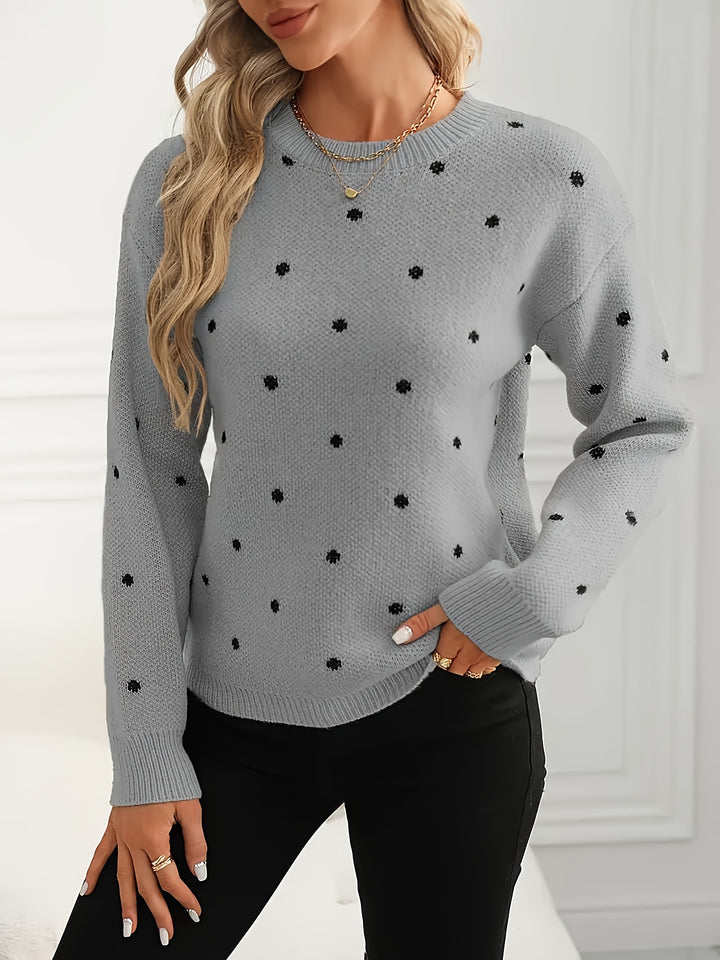 Brynn | Polka Dot Crew Neck Sweater