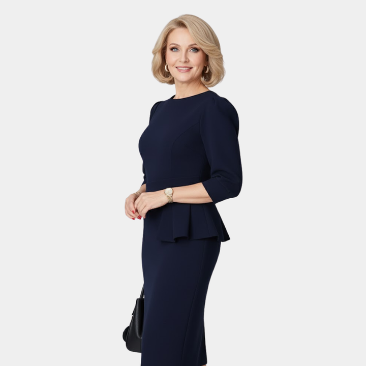 Bernadette | Tailored Peplum Midi Dress