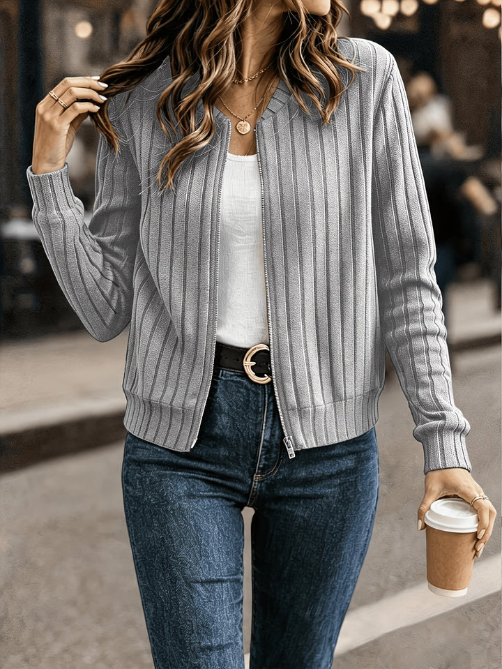 Corinne | Refined Ribbed Zip Jacket