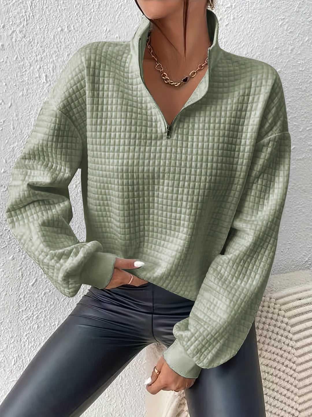 Paige | Textured Quarter-Zip Pullover
