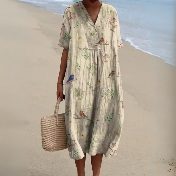Stella | Elegant Floral V-Neck Dress