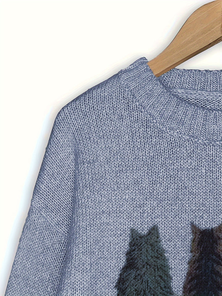 Maeve | Charming Cat-Print Knit Sweater