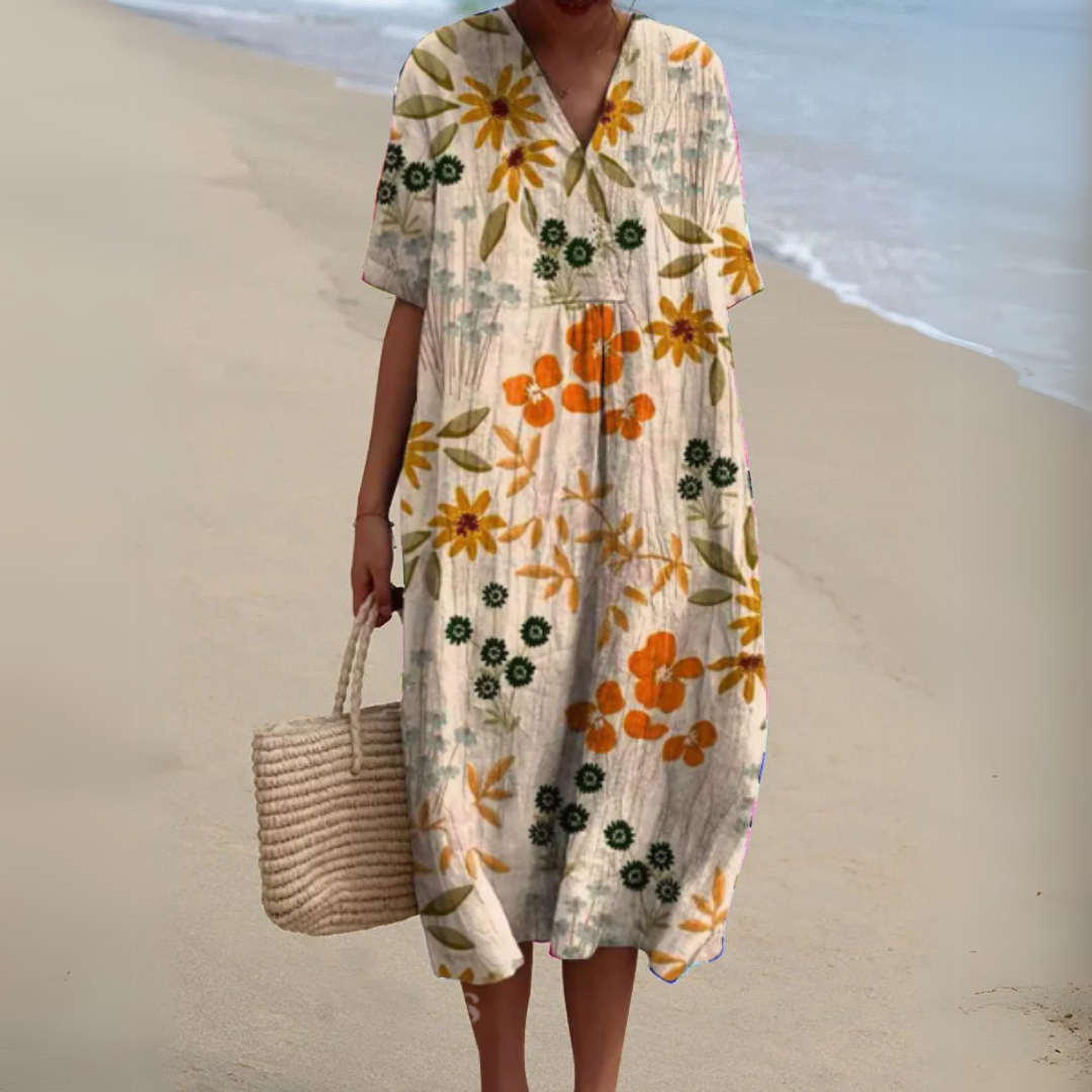 Stella | Elegant Floral V-Neck Dress