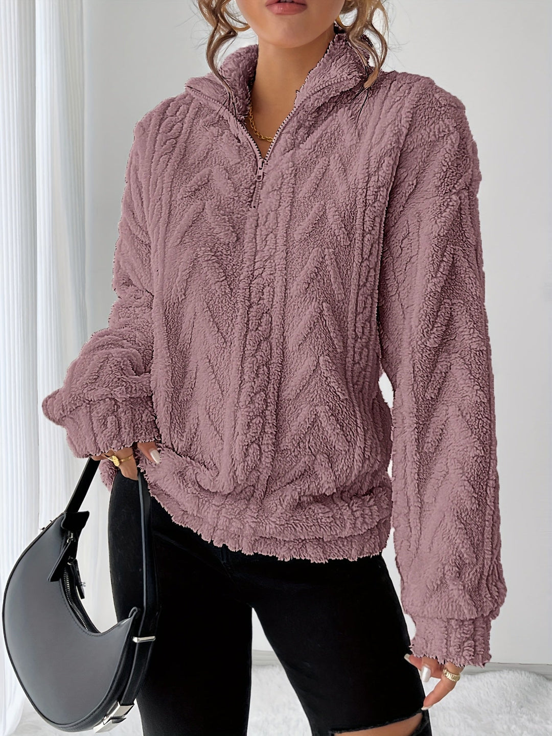 Loretta | Cozy Textured Stand-Collar Pullover