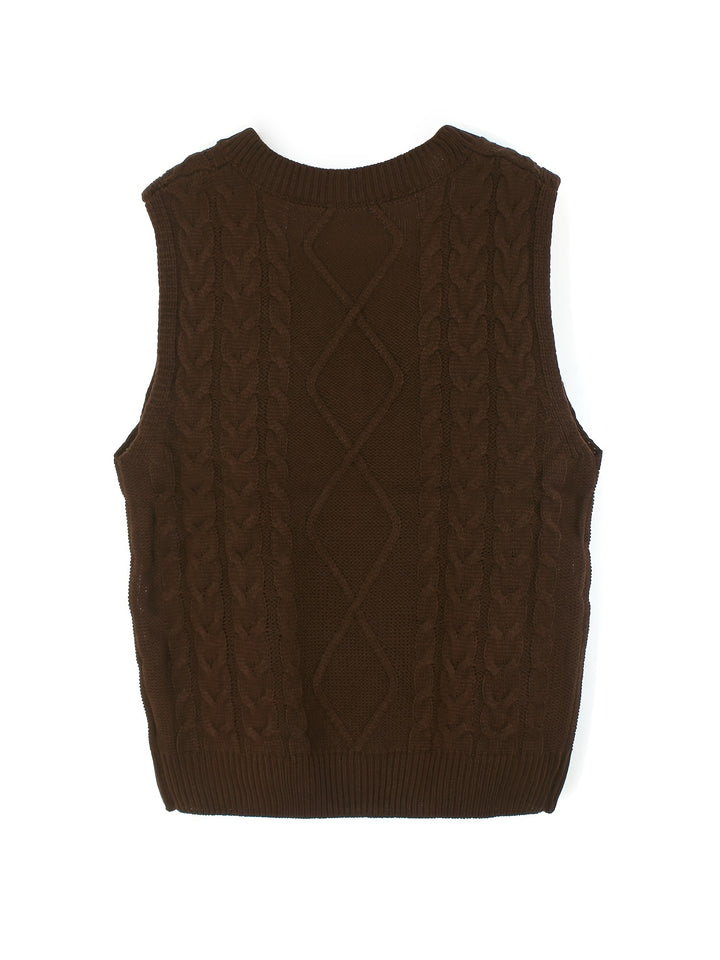Ramona | Cable-Knit V-Neck Sweater Vest