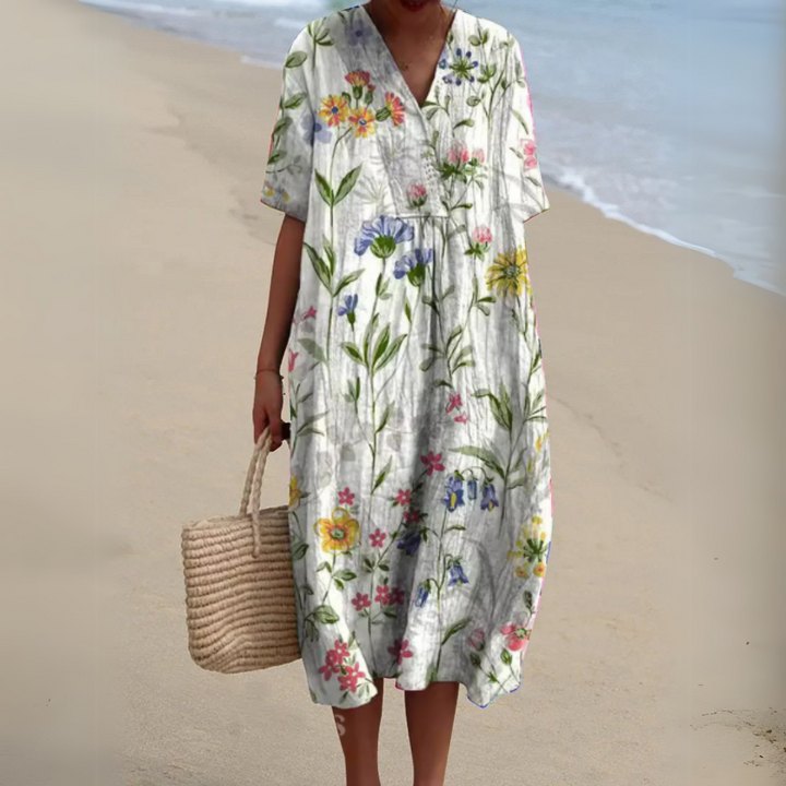 Stella | Elegant Floral V-Neck Dress