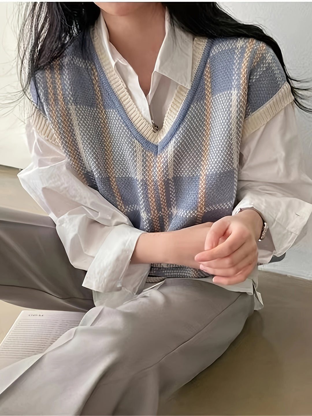 Cynthia | Vintage Argyle V-Neck Sweater Vest