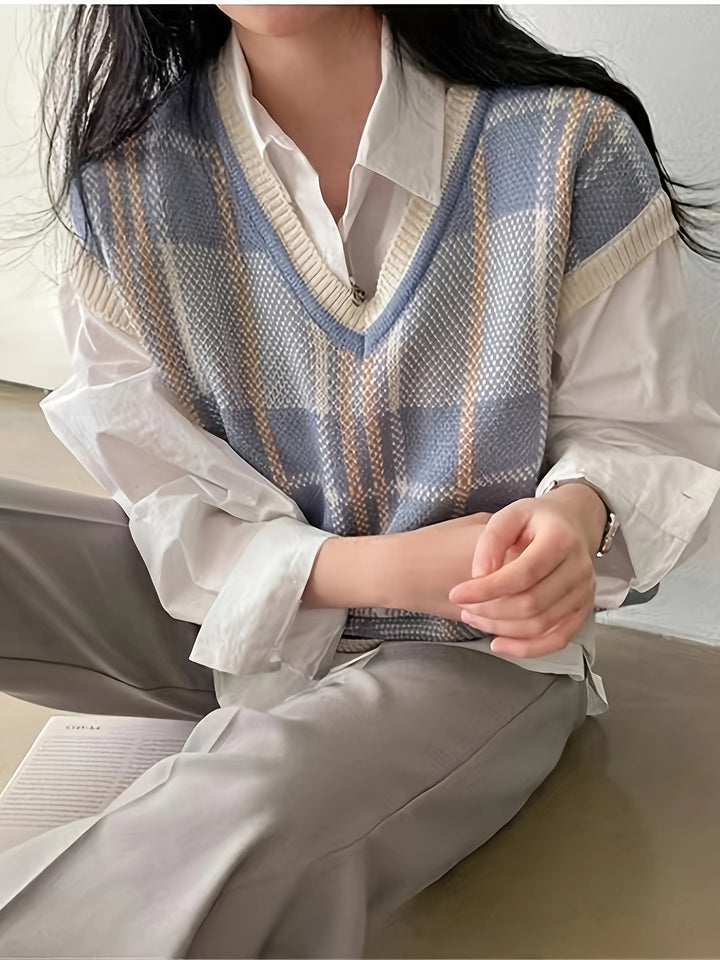 Cynthia | Vintage Argyle V-Neck Sweater Vest