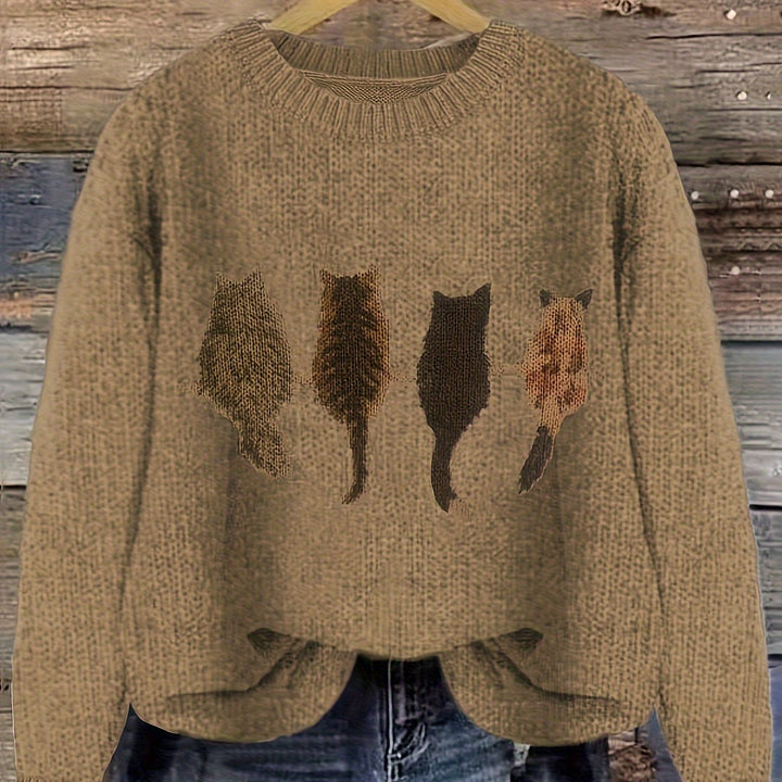 Maeve | Charming Cat-Print Knit Sweater