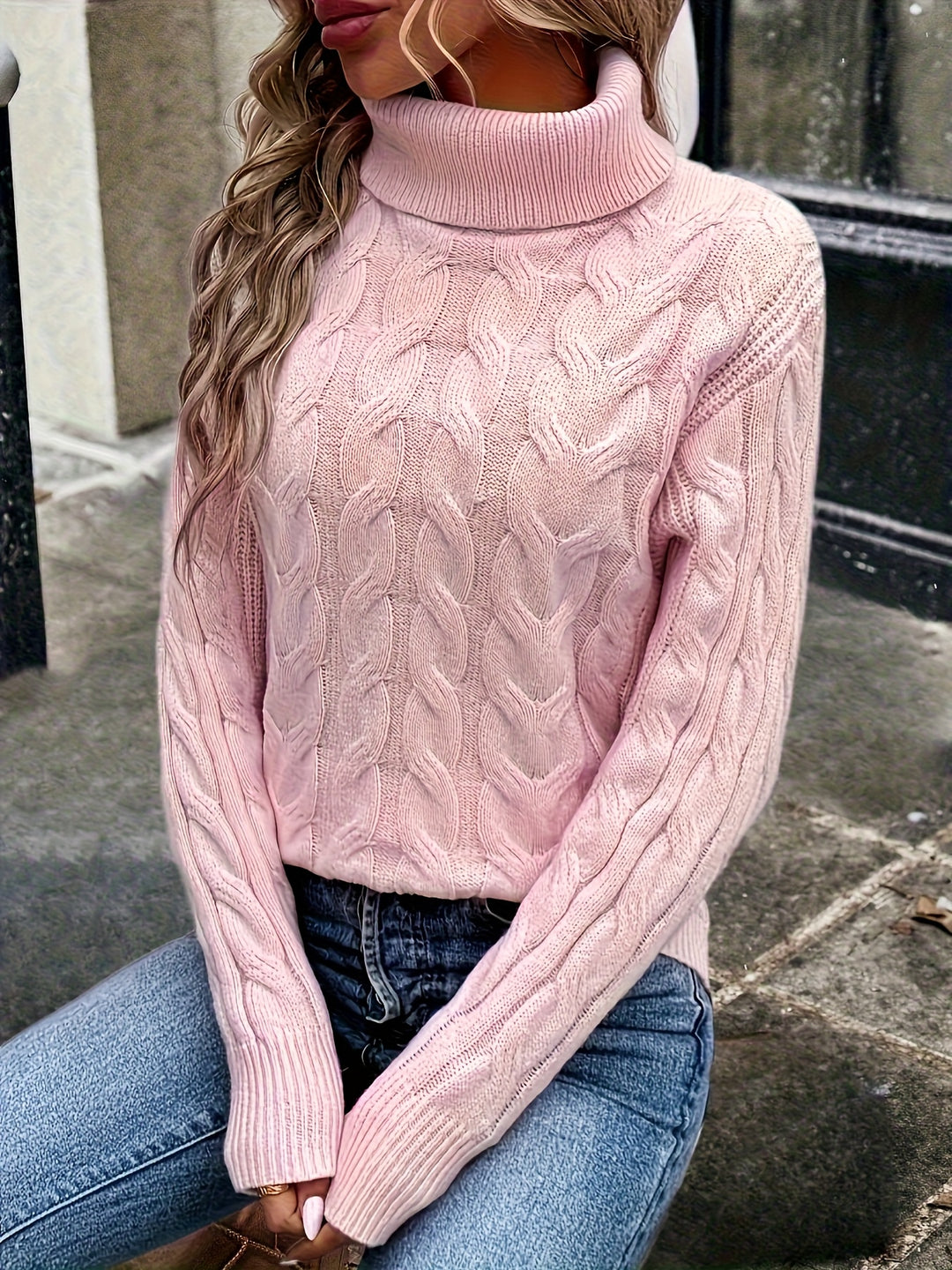 Delphina | Cable-Knit Turtleneck Sweater