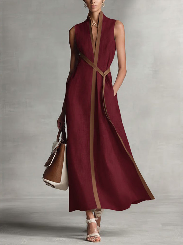 Adeline | Belted Sleeveless Midi Dress