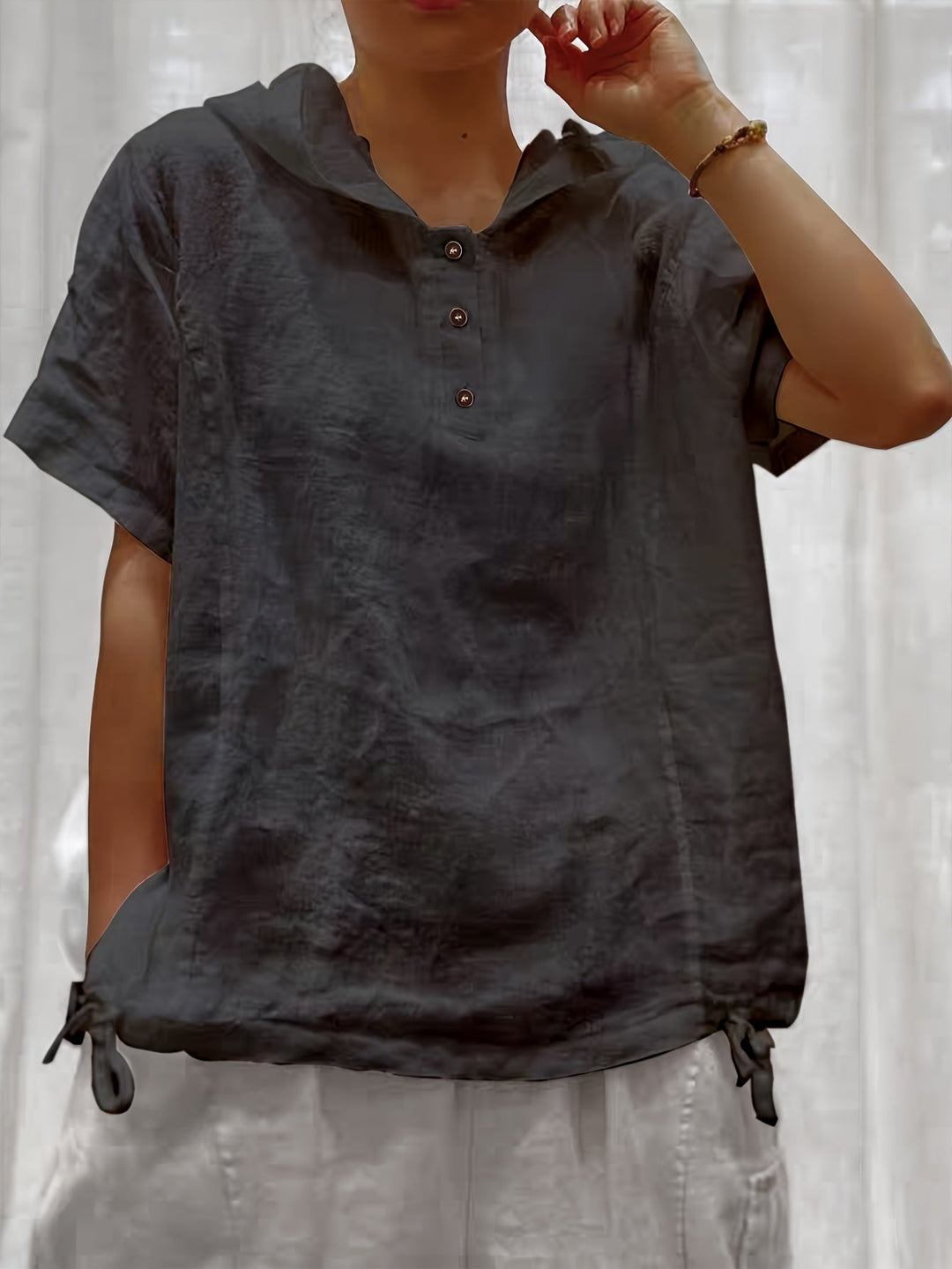 Lena | Relaxed Hooded Drawstring Top