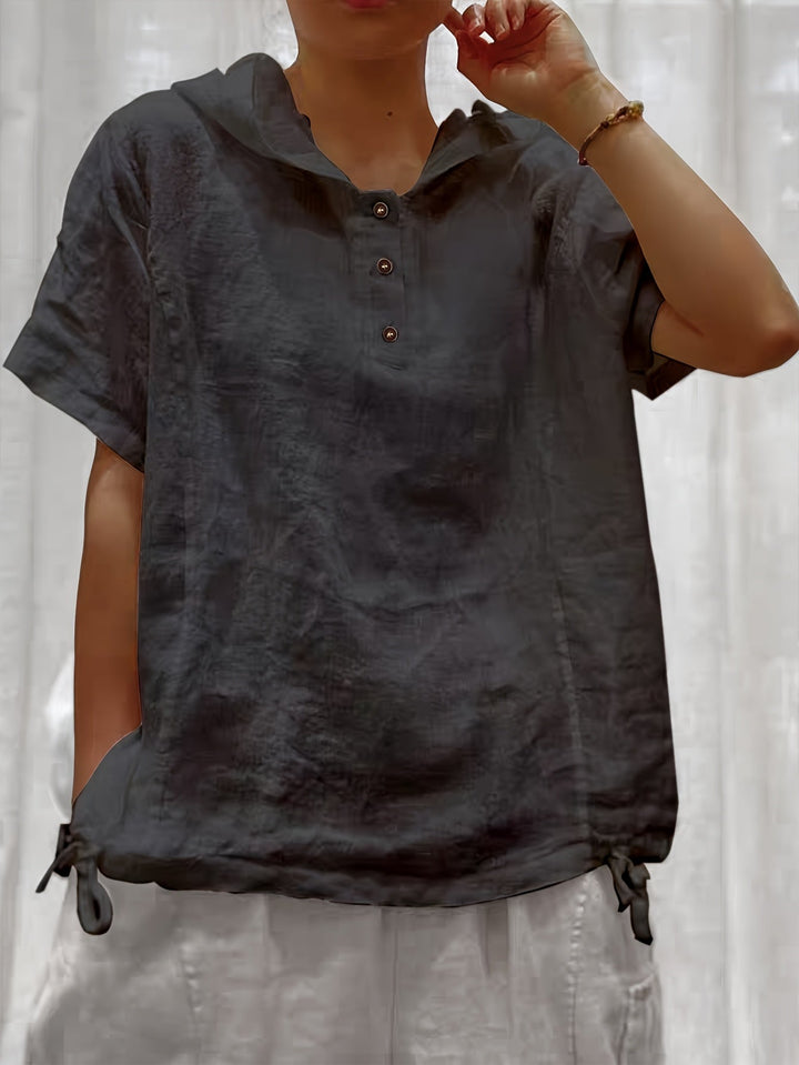 Lena | Relaxed Hooded Drawstring Top