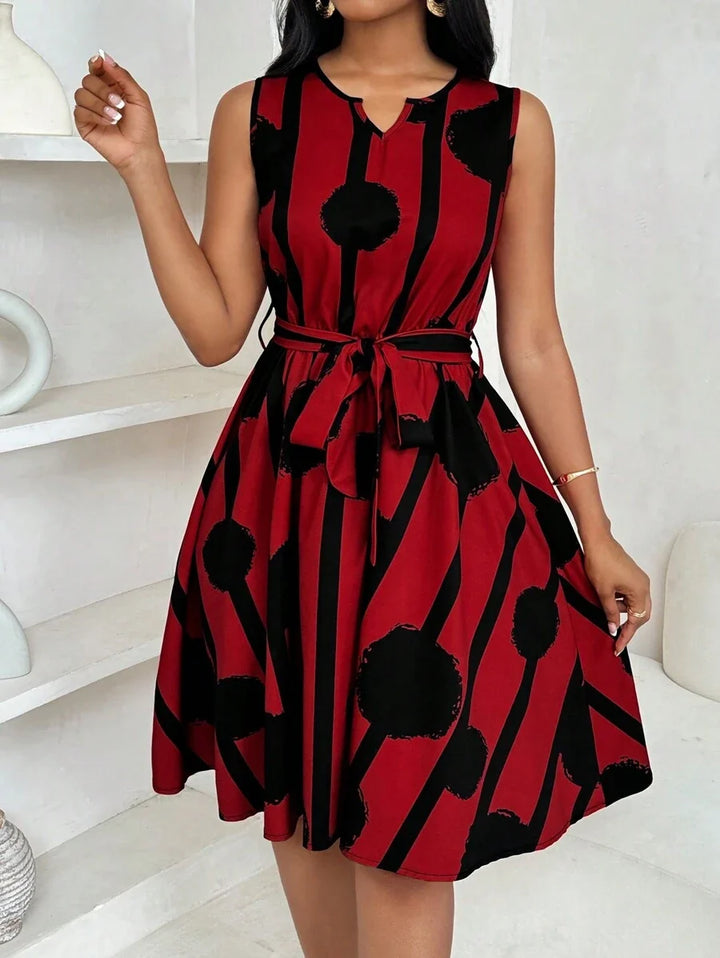 Genevieve | Belted Sleeveless Mini Dress