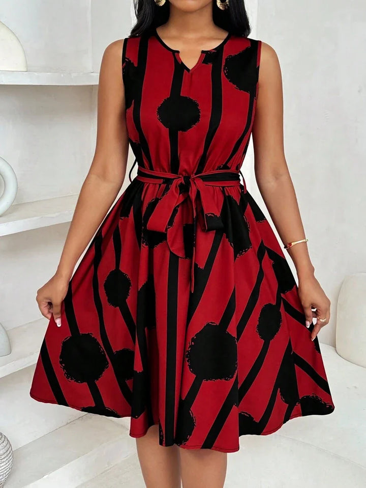 Genevieve | Belted Sleeveless Mini Dress