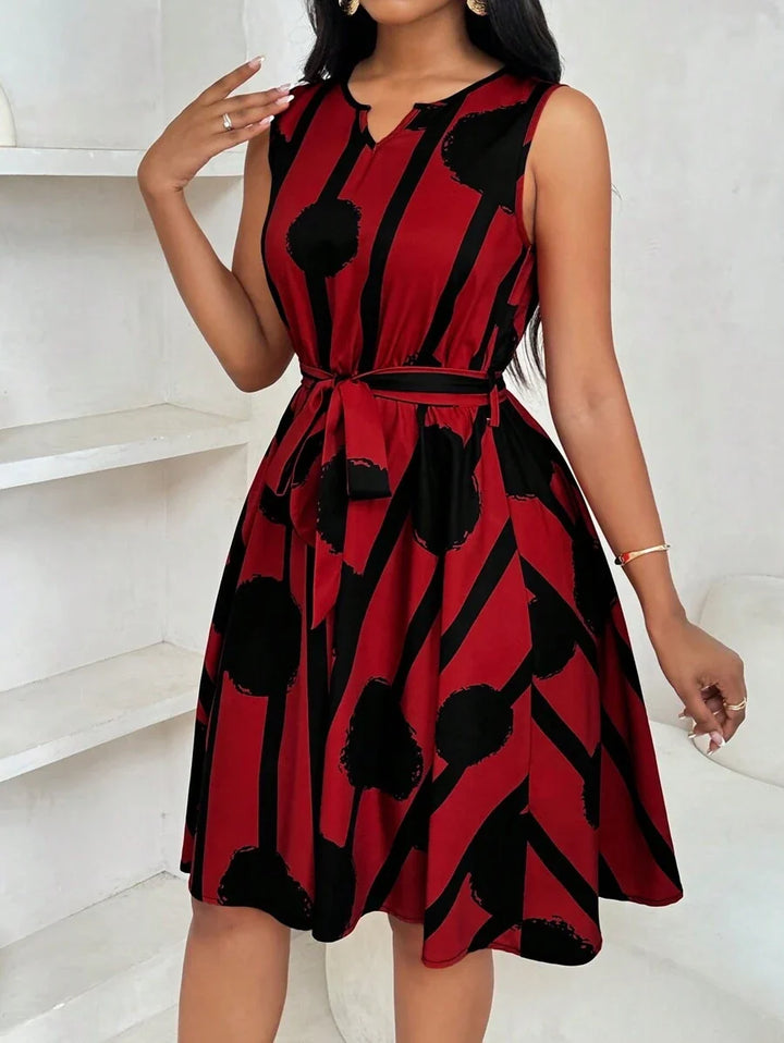 Genevieve | Belted Sleeveless Mini Dress